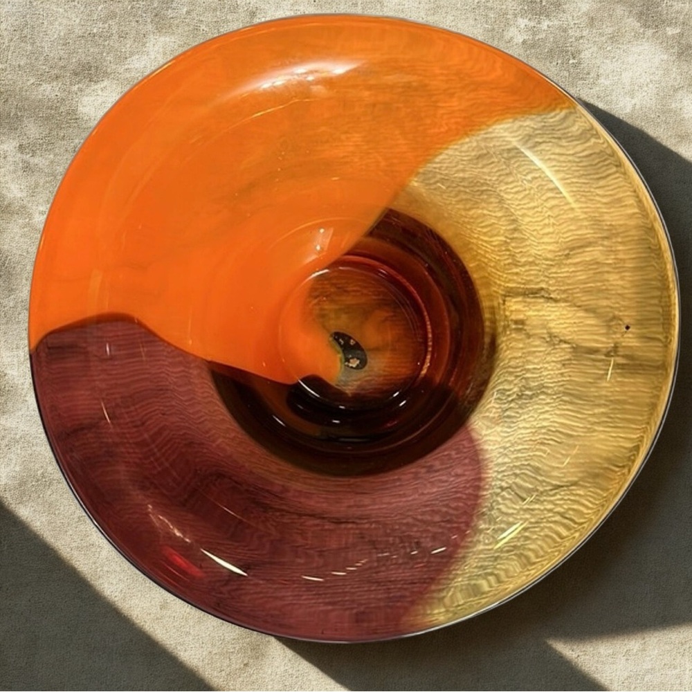 Teleflora Studio Art MCM Swirl Glass Bowl Hand Blown Multi-Colored